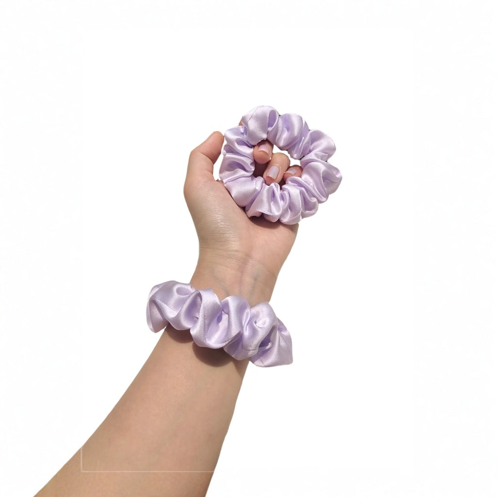 purple satin scrunchie