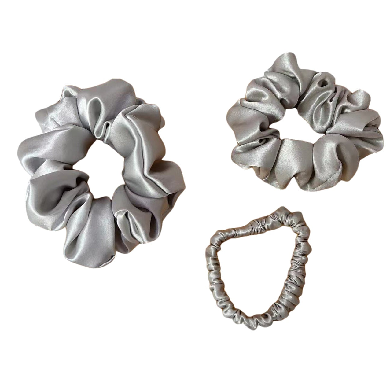 Set of three silver scrunchies
