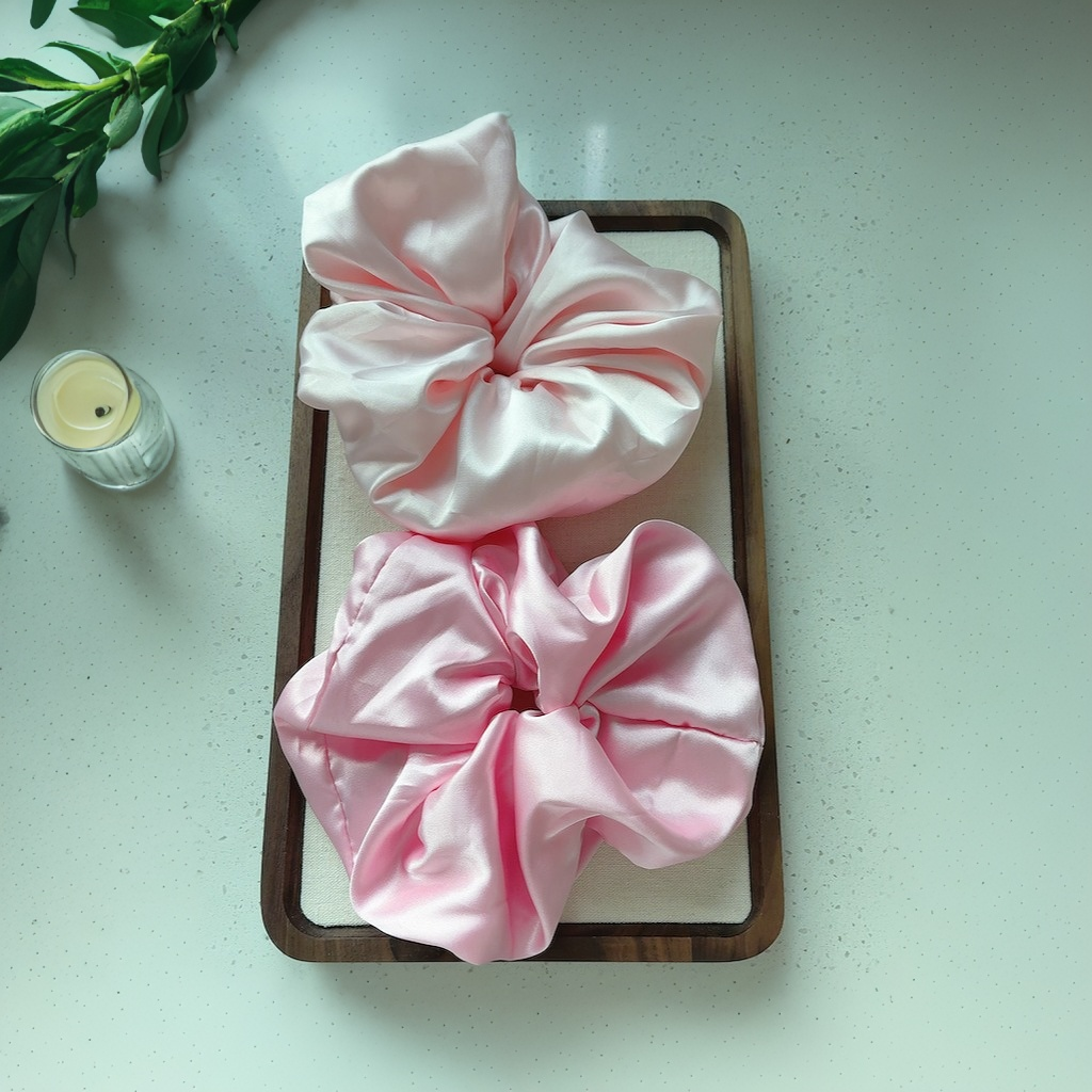 Extra Large Silk hair Scrunchie – Sleep-Safe, Creates Natural Waves, Soft Padded Core (Cotton Fill), Anti-Frizz