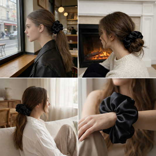 L- Classic Silk Hair Scrunchies