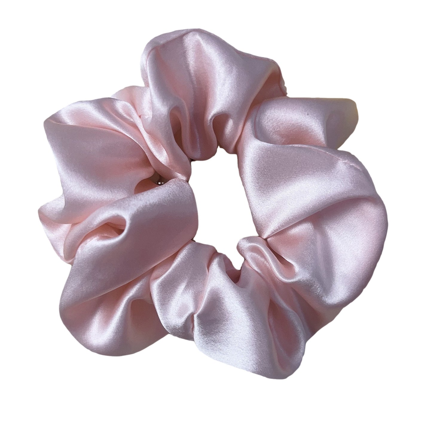 Pink satin hair scrunchie