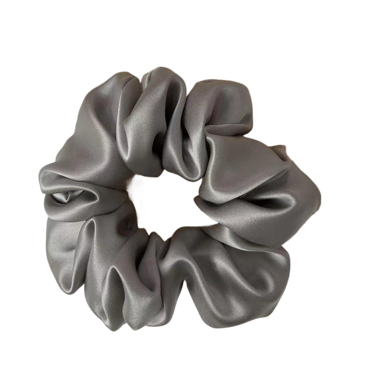 Silver silk hair scrunchie