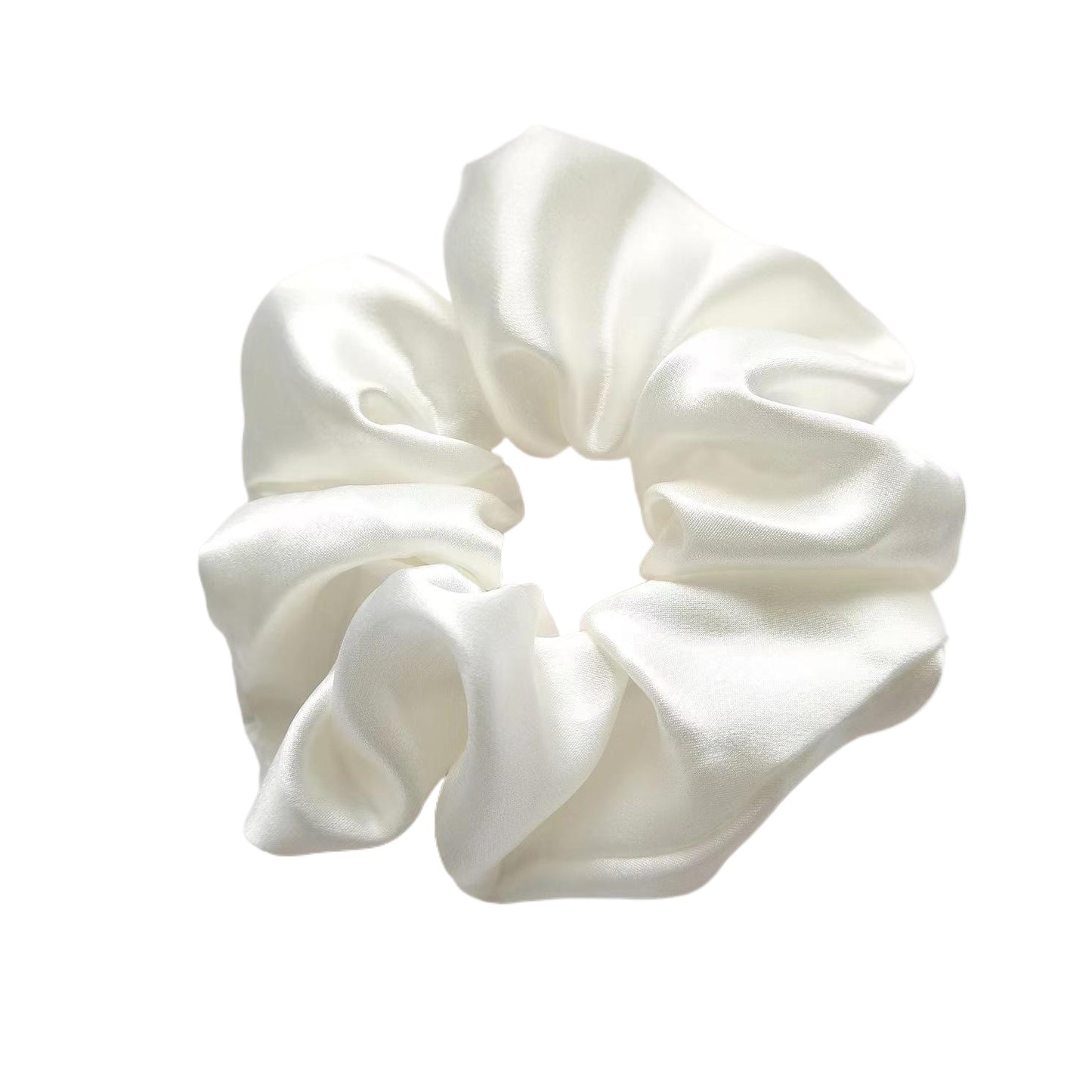 White silk hair scrunchie