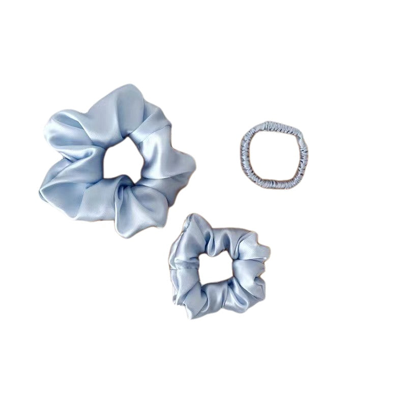 Set of 3 22 momme silk hair scrunchies – small, medium, large
