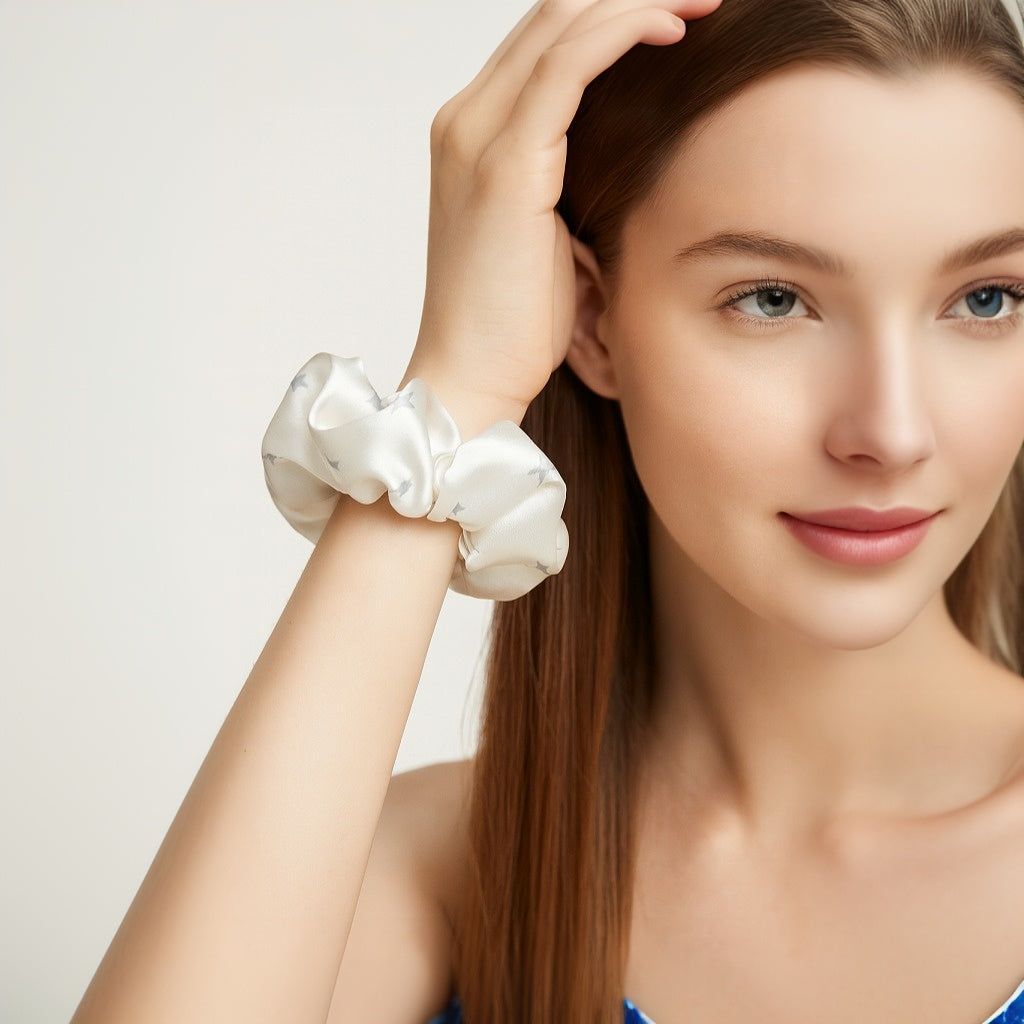 French Sweet Style Star Pattern Hair Scrunchie