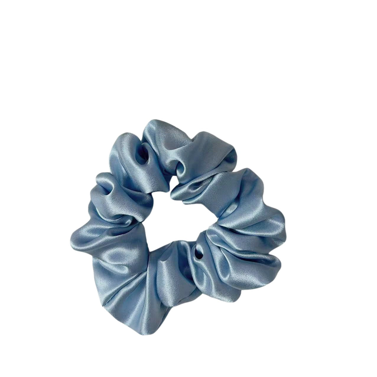 blue silk scrunchie