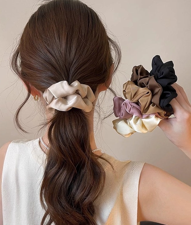 silk hair scrunchies on ponytail