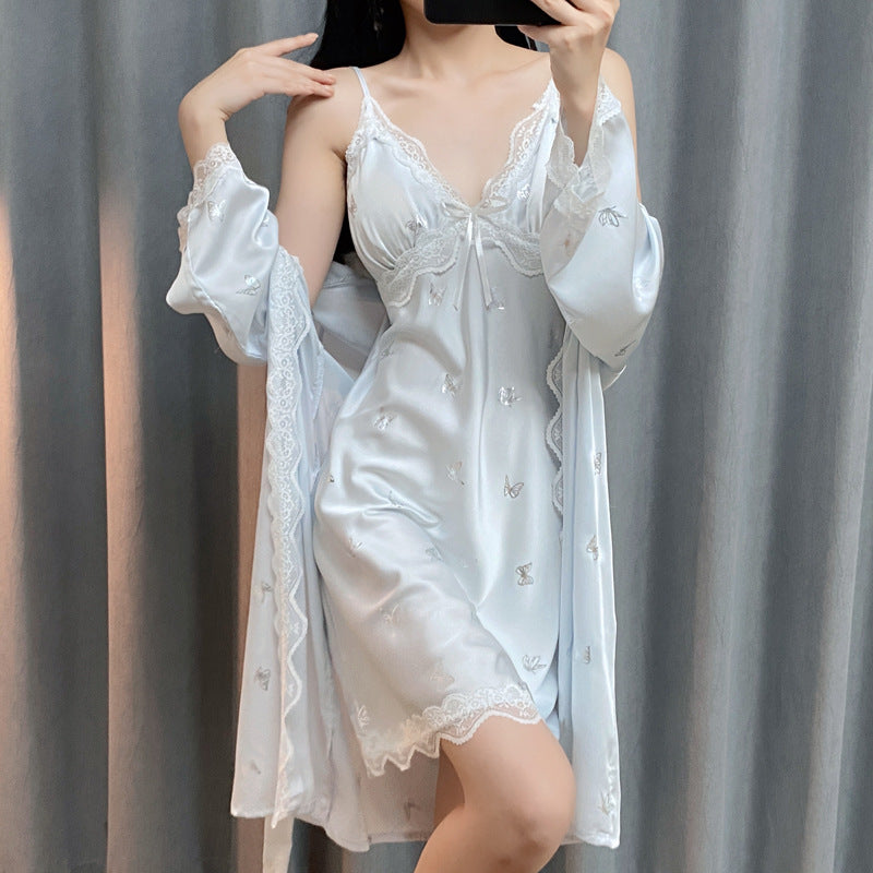 Person wearing a white lace nightgown