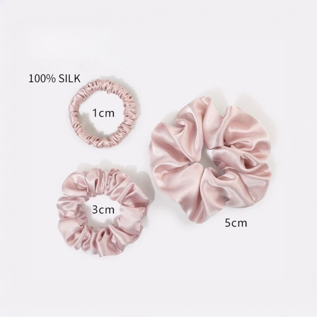 silk hair scrunchie and silk hair tie