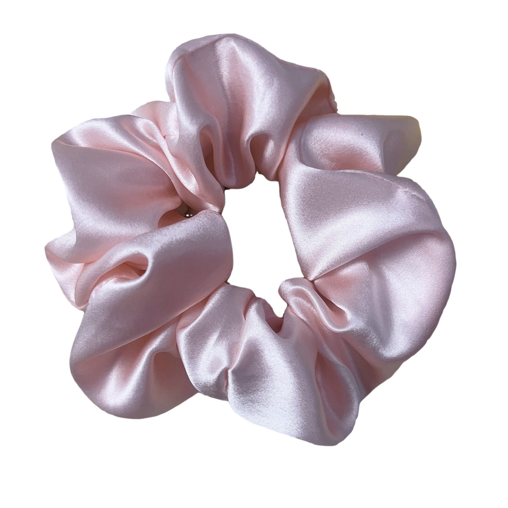 Pink satin hair scrunchie