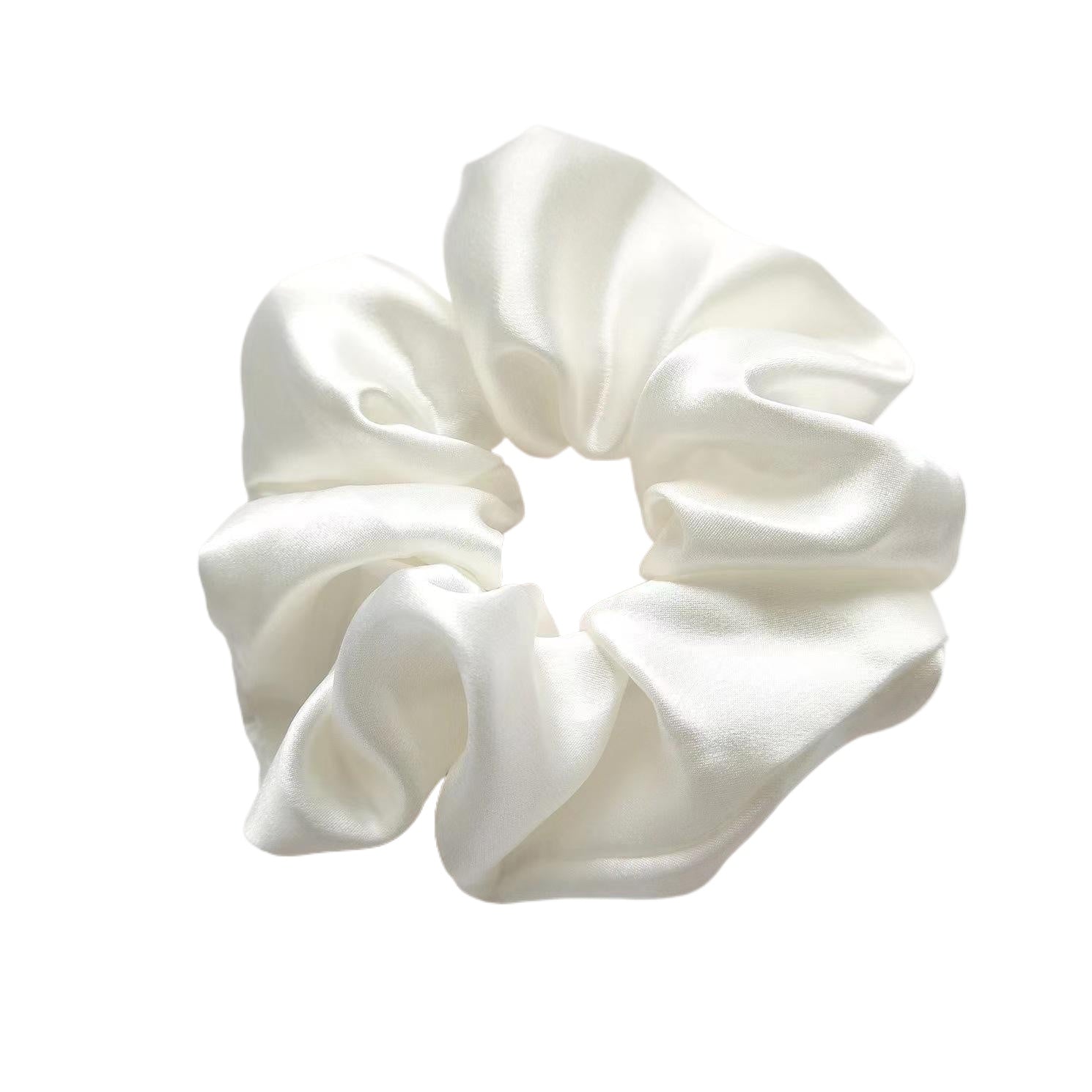 White silk hair scrunchie