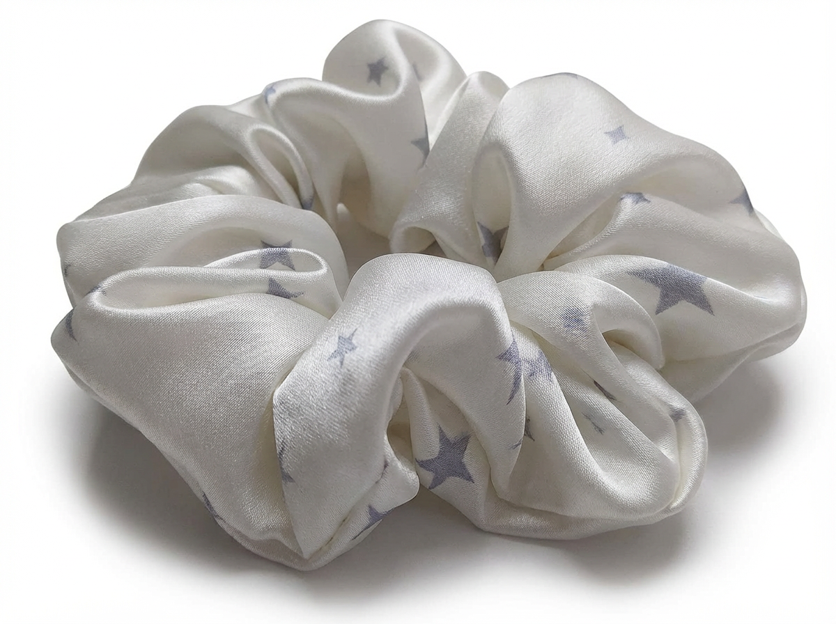 L-Silk Hair Scrunchie, Star-Print-Design