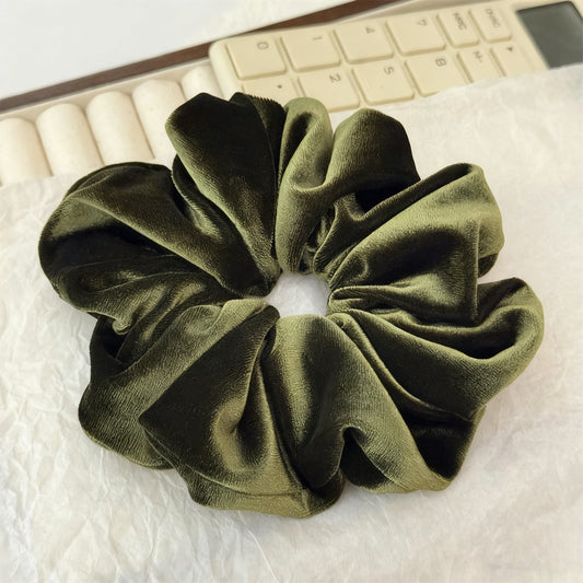 Green velvet hair scrunchie 
