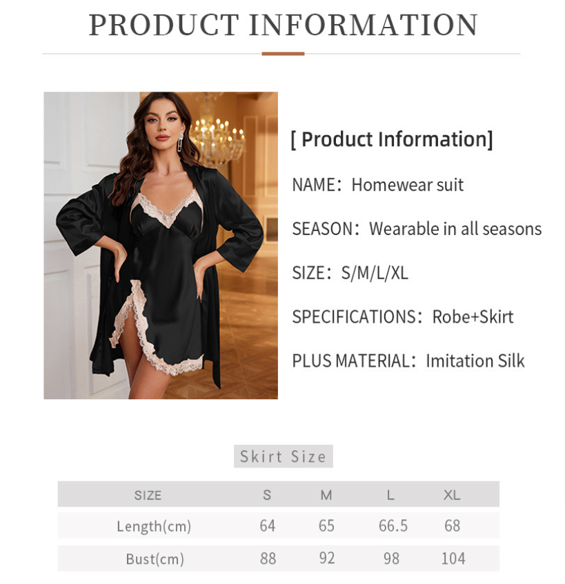 homewear suit with a model wearing it