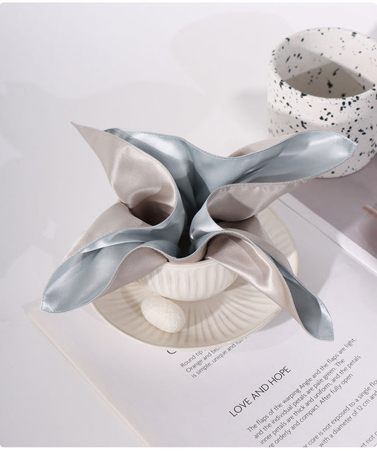 silver and blue hair scrunchie