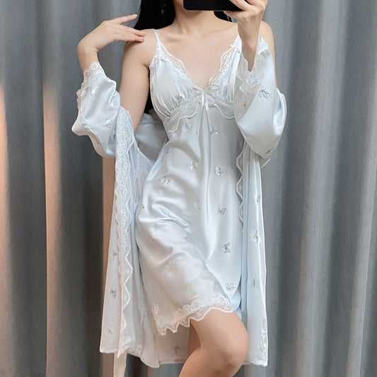 Person wearing a white lace nightgown